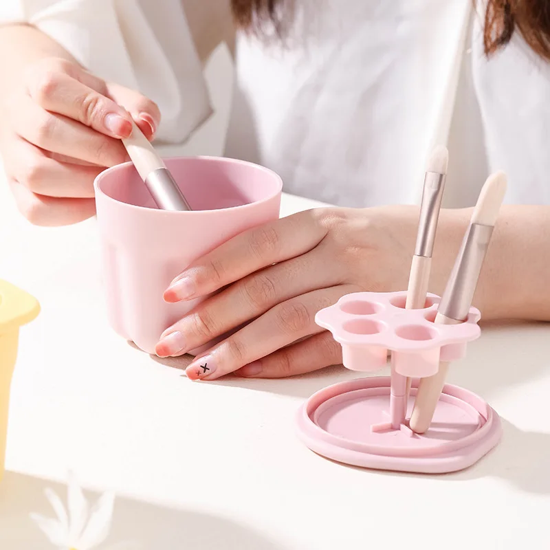 Silicone makeup brush, brush cup, drying rack set, cleaning pad, cleaning tool, washing and folding bowl, beauty tool