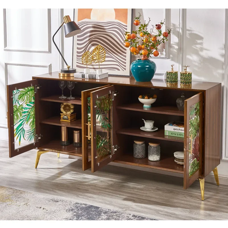 DSA enamel color furniture personalized art dining side cabinet four doors dust-proof glass cabinet high-end entrance