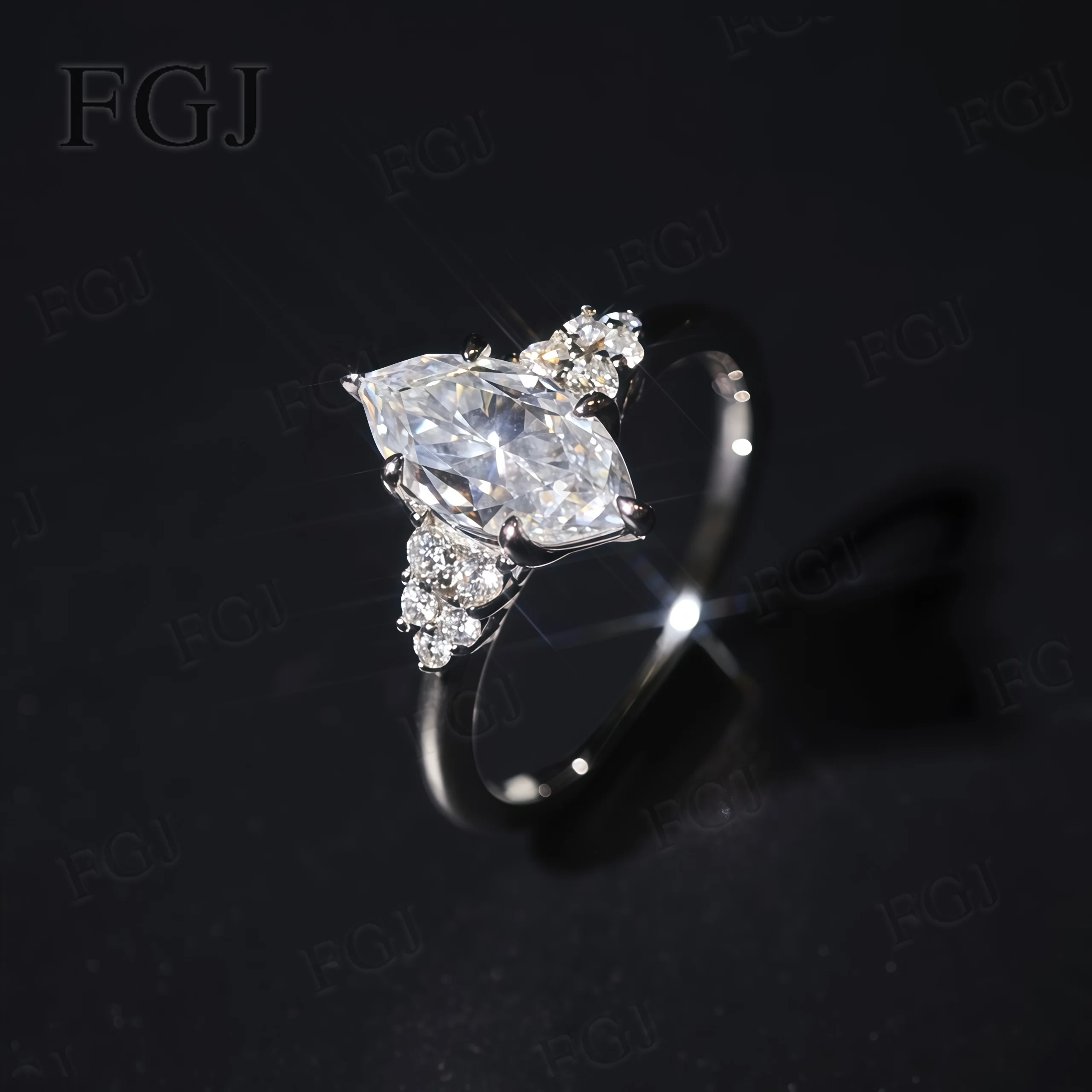 1,5 Karat Seltener Marquise-Moissanit-Paarring aus S925 Silber, Modischer Unisex-Hochzeits- und Verlobungsring, Edles Geschenk-Schmuckstück für Verliebte – Detail 4