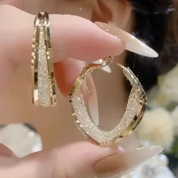 Korean Fashion 925 Silver Needle Woven Mesh Oval Hoop Earrings for Women Wedding Party Anniversary Gift Jewelry Gifts 2023 New