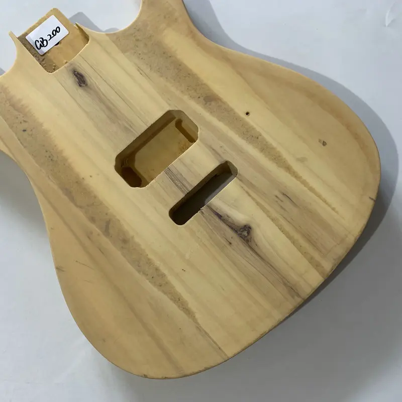 GB200 Solid Basswood Unfinished Electric Guitar Body with One Humbucker Pickups Custom Tremolo and Bridges for Replace and DIY