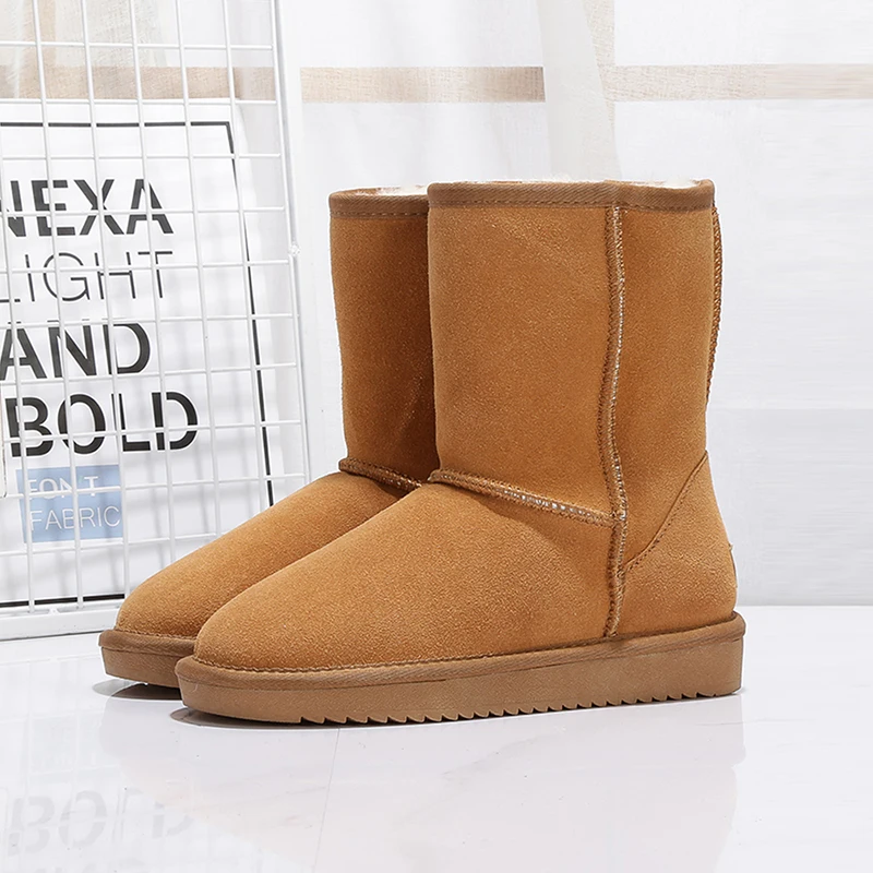 

Новое поступление, классические зимние ботинки Mujer Botas из 100% натуральной яловой кожи, зимняя обувь для женщин