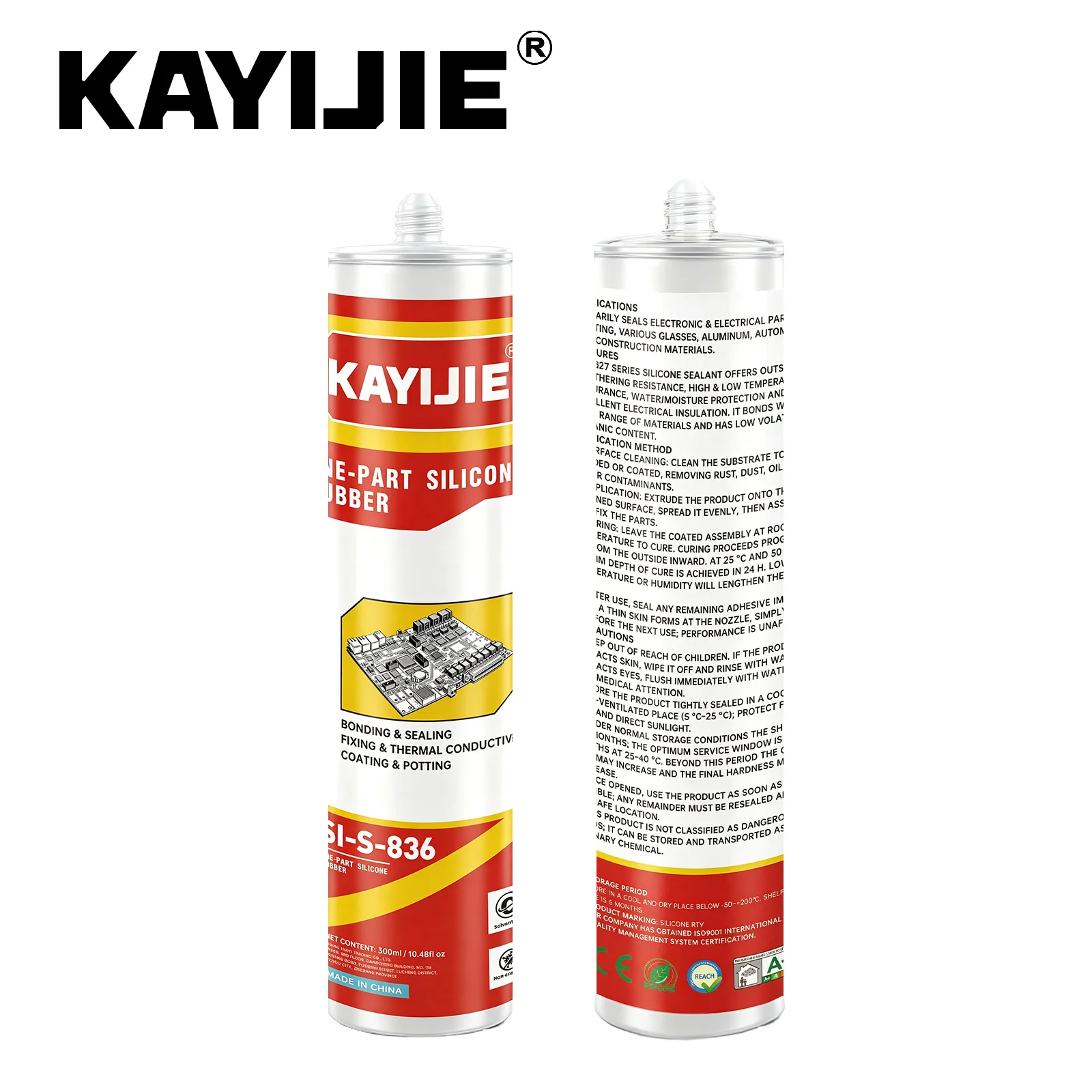 KAYIJIE-SI-S-836-Electronic Silicone Glue, Transparent & White Anti-fog Sealant for Auto Lamp & Circuit Board