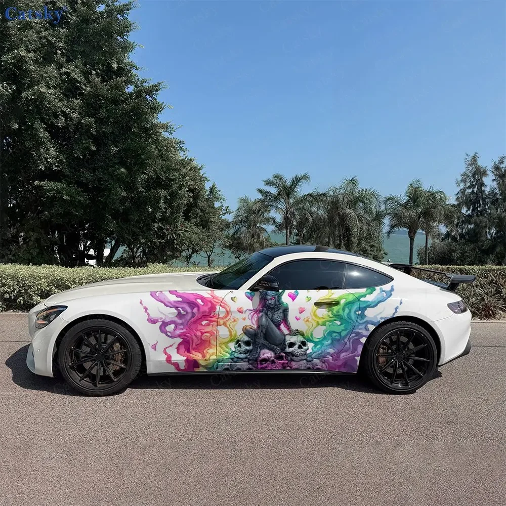 2pcs Dark Elf Roar, Durable, Fade-resistant, Enhance Vehicle Aesthetics With Bold Artistic Design Car Vinyl Wraps