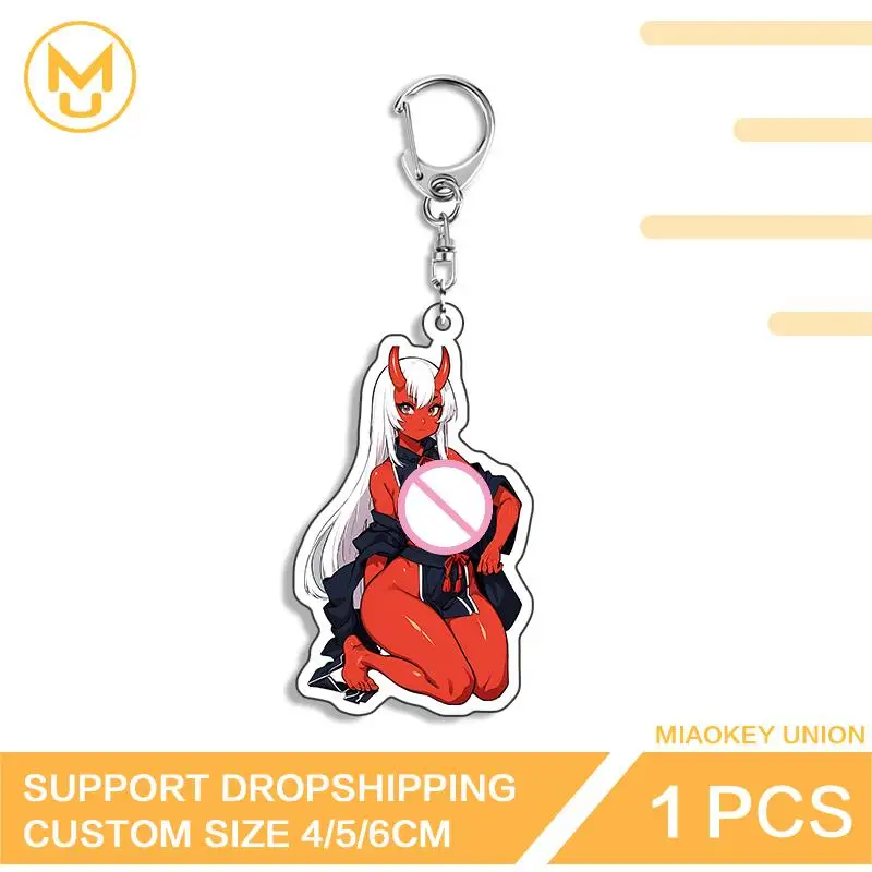 Demon Girl Acrylic Keyring Waterproof Keychain For Lover Couple Personality Keepsake Gift For Friends Fashion Key Ring Gifts