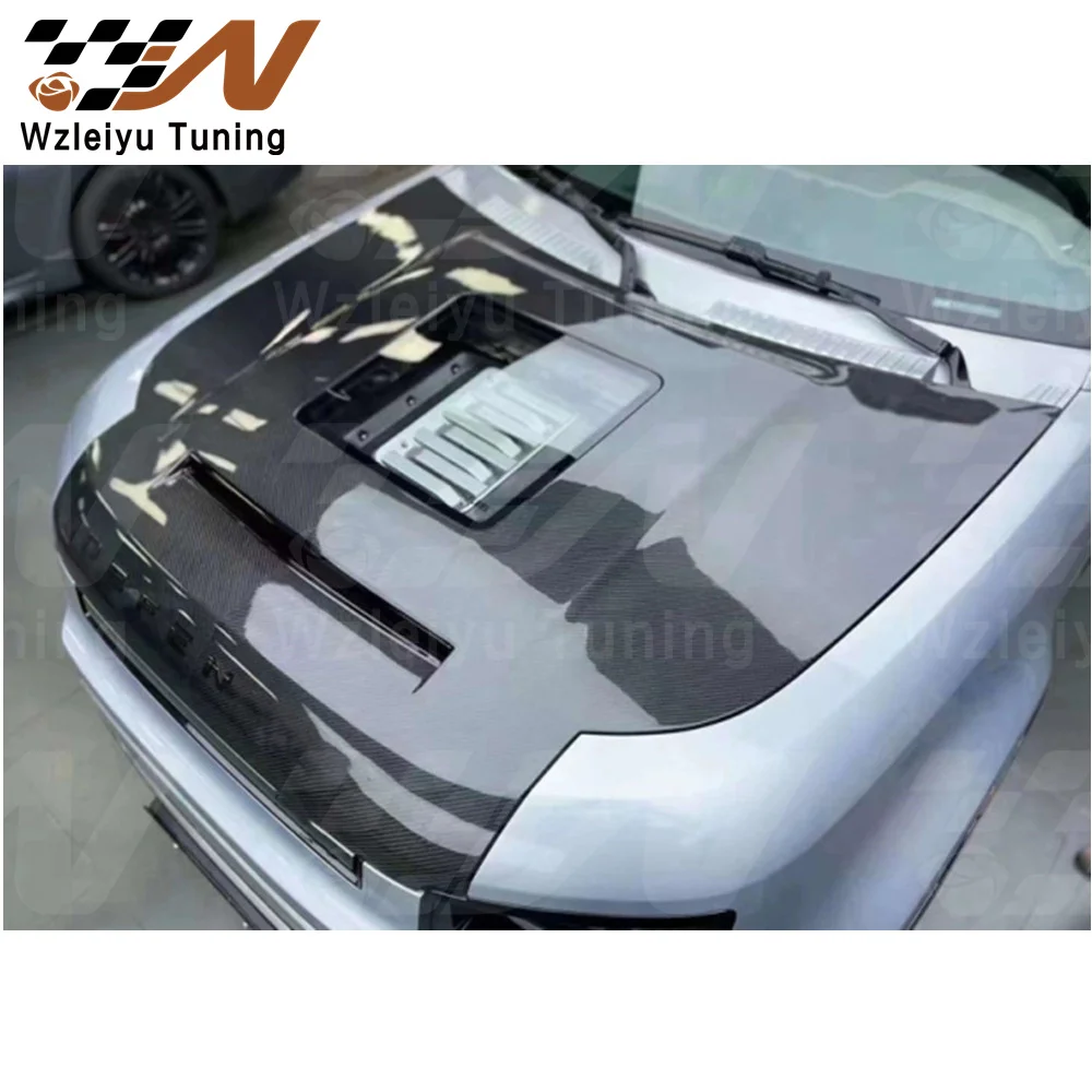 

MJ Style Carbon Fiber Front Hood Bonnet Tempered Glass Fit For Defender 20-23 High Quality Fitment