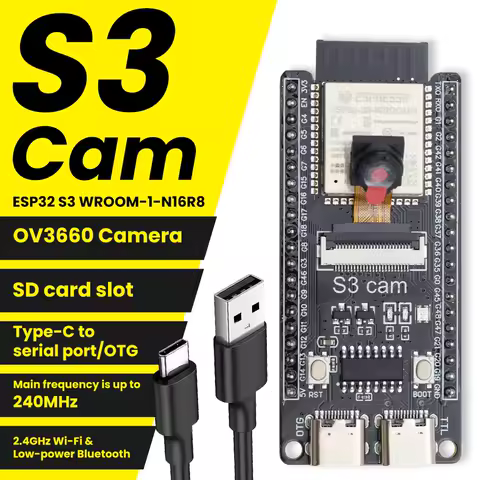 1-3PCS Keyestudio N16R8 ESP32-S3 CAM Board with OV3660 Camera+Type C USB Cable for Arduino ESP32 Programming DIY Projects