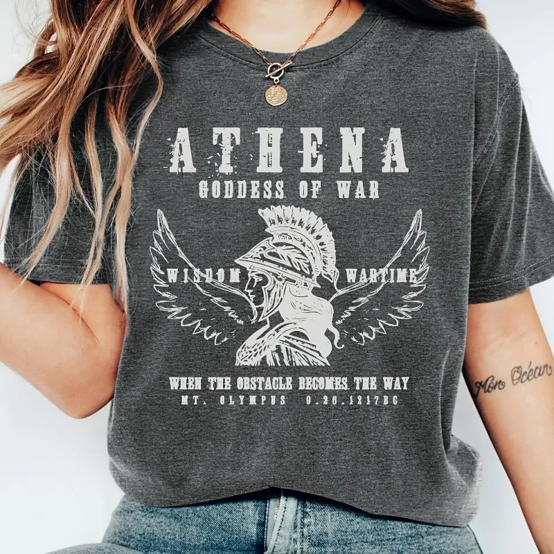 Camiseta Feminina Estilo Y2K Harajuku Retrô com Estampa da Mitologia Grega Atena, Nova Coleção de Verão, Adequada para Homens e Mulheres