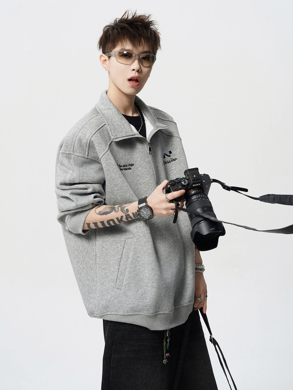 

Мужские толстовки без капюшона Y2K с графическим принтом, на молнии, с подкладкой из овечьей шерсти, плюшевый внутренний слой, облачная мягкость, улучшенный комфорт, утолщенный материал