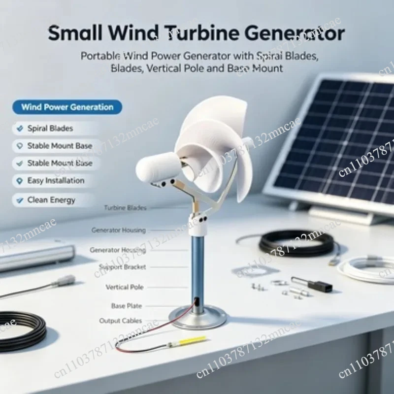 Mini Horizontal Spiral Wind Turbine Three Phase Permanent Magnet Brushless Generator High Efficiency DC Output Wind Power