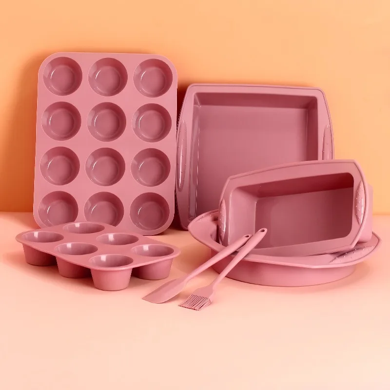 

7 pcs muffin cake silicone mold Nordic style muffin cup bread toast baking tray beginner pastry set Eastern silicone mold