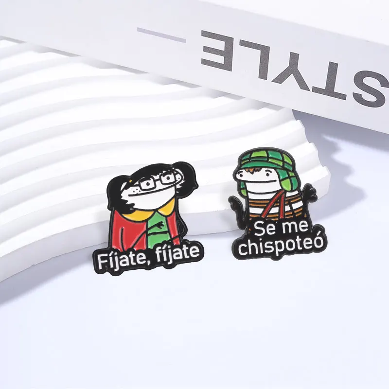 Spanische Comedy-TV-Flork-Meme-Emaille-Anstecknadel „Fíjate Fíjate Enamel Pin Tan Divino Se Me Chispoteó Flork Figure Brooch“ – Kleiderabzeichen, Schmuckgeschenke – Detail 8