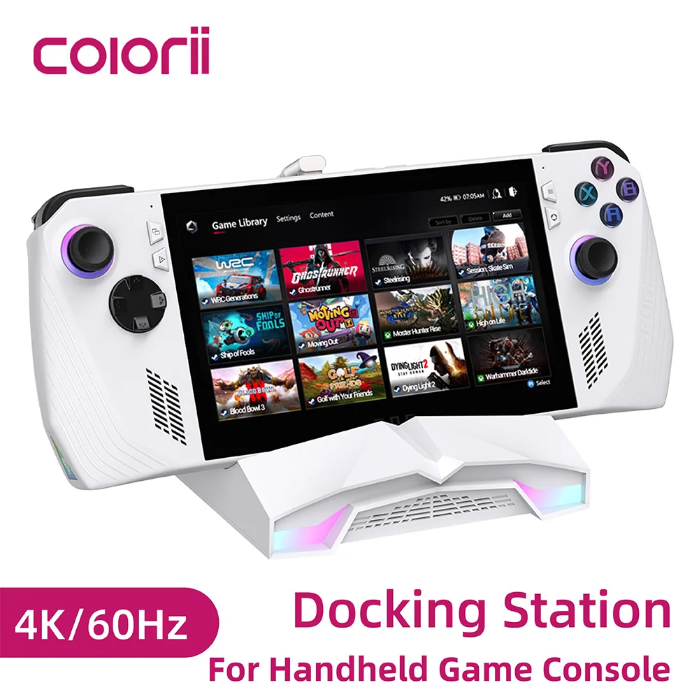 Imagem -01 - Colorii Rog Universal Docking Station Ally Steam Deck Switch Oled Dock 4k Hdmi 2.5g Rj45 100w pd Rgb Light Hub Usb c em 1 colorii rog universal docking station ally steam deck switch oled dock 4k hdmi 25g rj45 100w pd rgb light hub usb c em 1 01