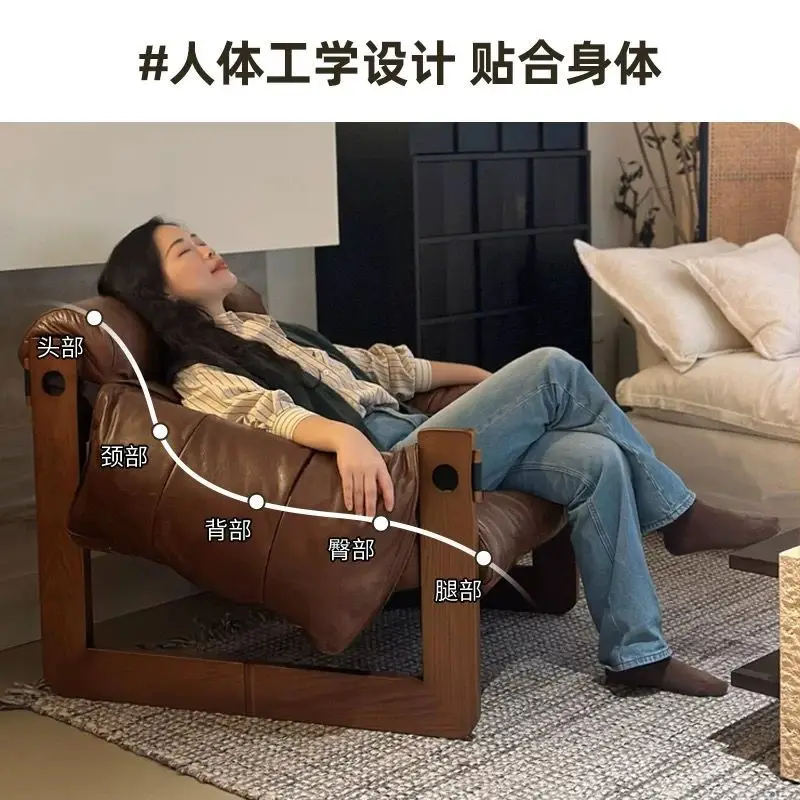 

Medieval Jersey Morishima sofa chair solid wood French retro leisure chair living room American lazy sofa