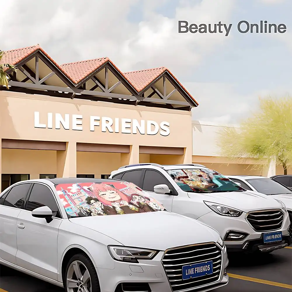 

THE Anime S-SPY X FAMILY автомобильный солнцезащитный козырек передний солнцезащитный крем теплоизоляция охлаждающий алюминиевый летний автомобиль с мультяшной стеклянной крышкой