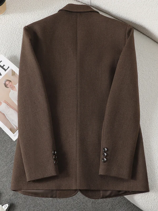 Caramel Color Ladies' Suit Jacket Autumn 2026 New Design Loose Commute Casual Style Polyester Fiber Full Lined Long Sleeve