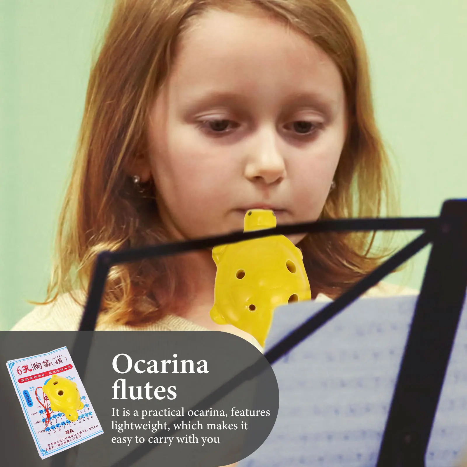 

1Set Middle Tone Ocarina Flute Turtle Shape Lightweight Portable Beginner White Porcelain Ocarina with Lanyard