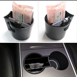 JIUWAN 1pc for Tesla Model 3 Y Car Center Console Water Cup Holder Storage Organizer Coin Box Card Slot Car Storage Accessories