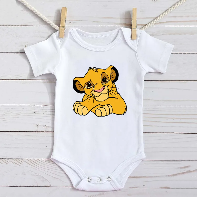 Baby Romper Cartoon The Lion King Kawaii Simba Fashion Toddler Clothes Cotton Short Sleeve Newborn Bodysuit Infant Jumpsuits