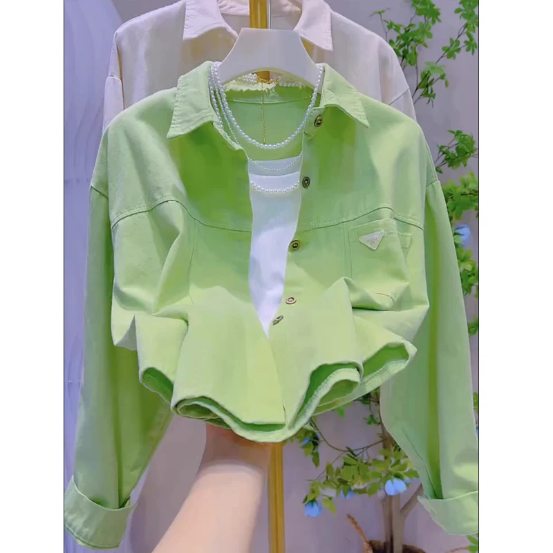 เสื้อคอปกผ้าฝ้ายแท้ใหม่สำหรับผู้หญิง ทรงหลวม สไตล์ลำลอง เหมาะสำหรับฤดูใบไม้ร่วงและฤดูหนาว สไตล์เกาหลี เสื้อคลุมตัวนอก