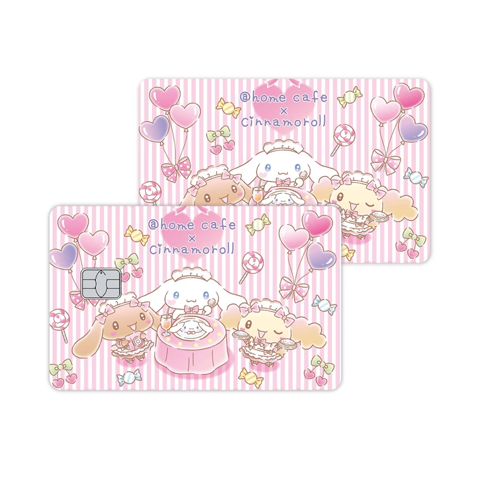 Cinnamoroll Sanrios Anime Kawaii 2pcs Laser Sticker Film Skin Cover for Credit Debit Bank Bus Rice Card Cartoon Mate Cover Decor