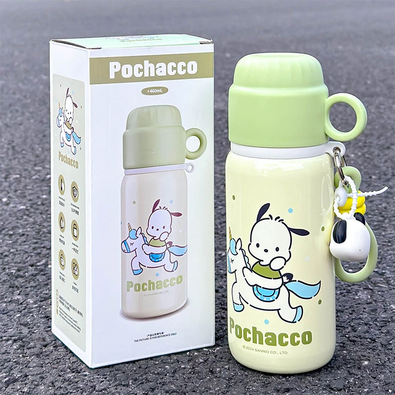 

2024 Sanrio Kawaii Kuromi Cinnamoroll Straw Thermos Cup Girl Heart Cartoon Cute Anime Pochacco Water Cup Large Capacity Kid Gift