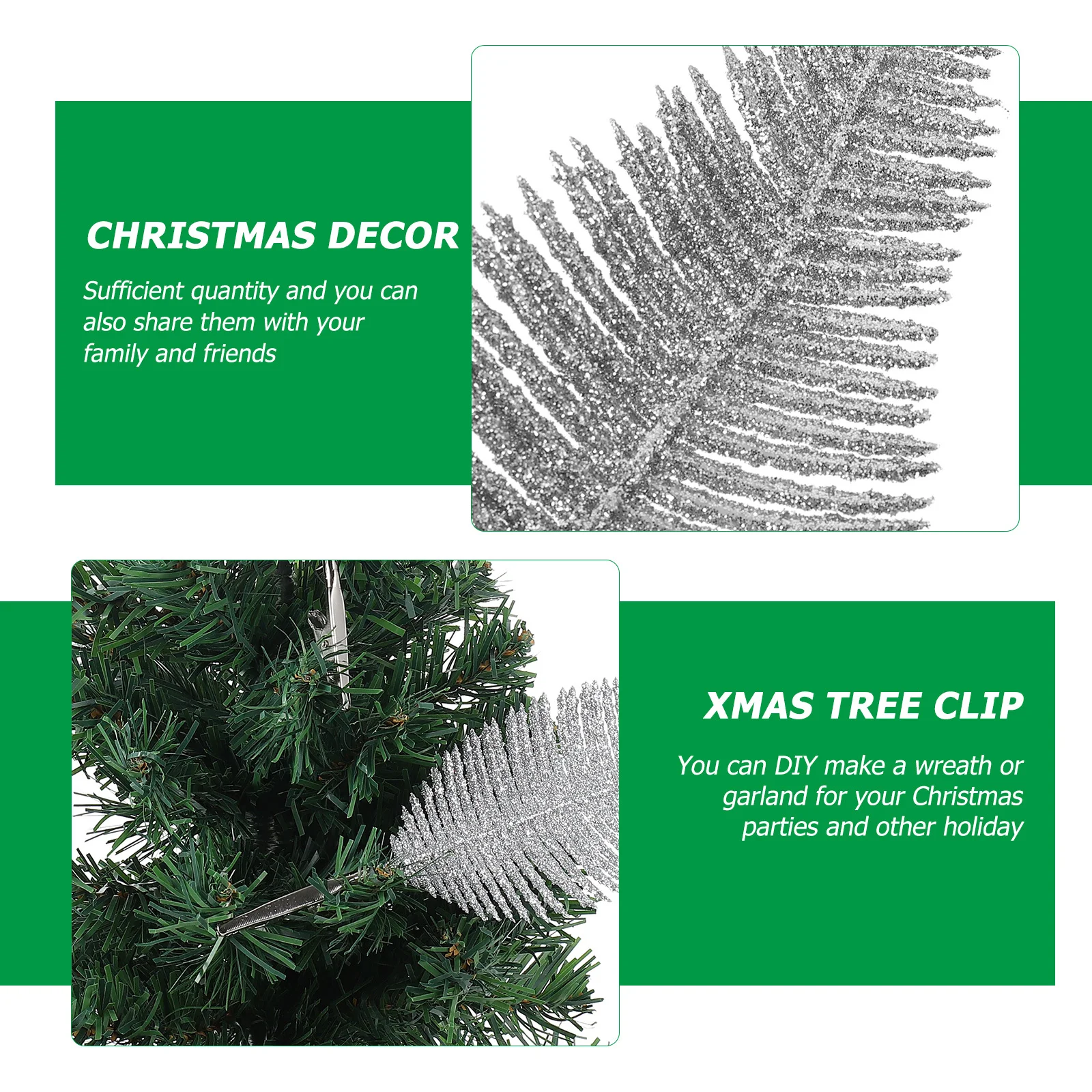 

6Pcs Simulated Tree Leaves Glitter Xmas Leaf Clips Christmas Garland Wreath DIY Party Holiday Decor Simulated Tree Leaf
