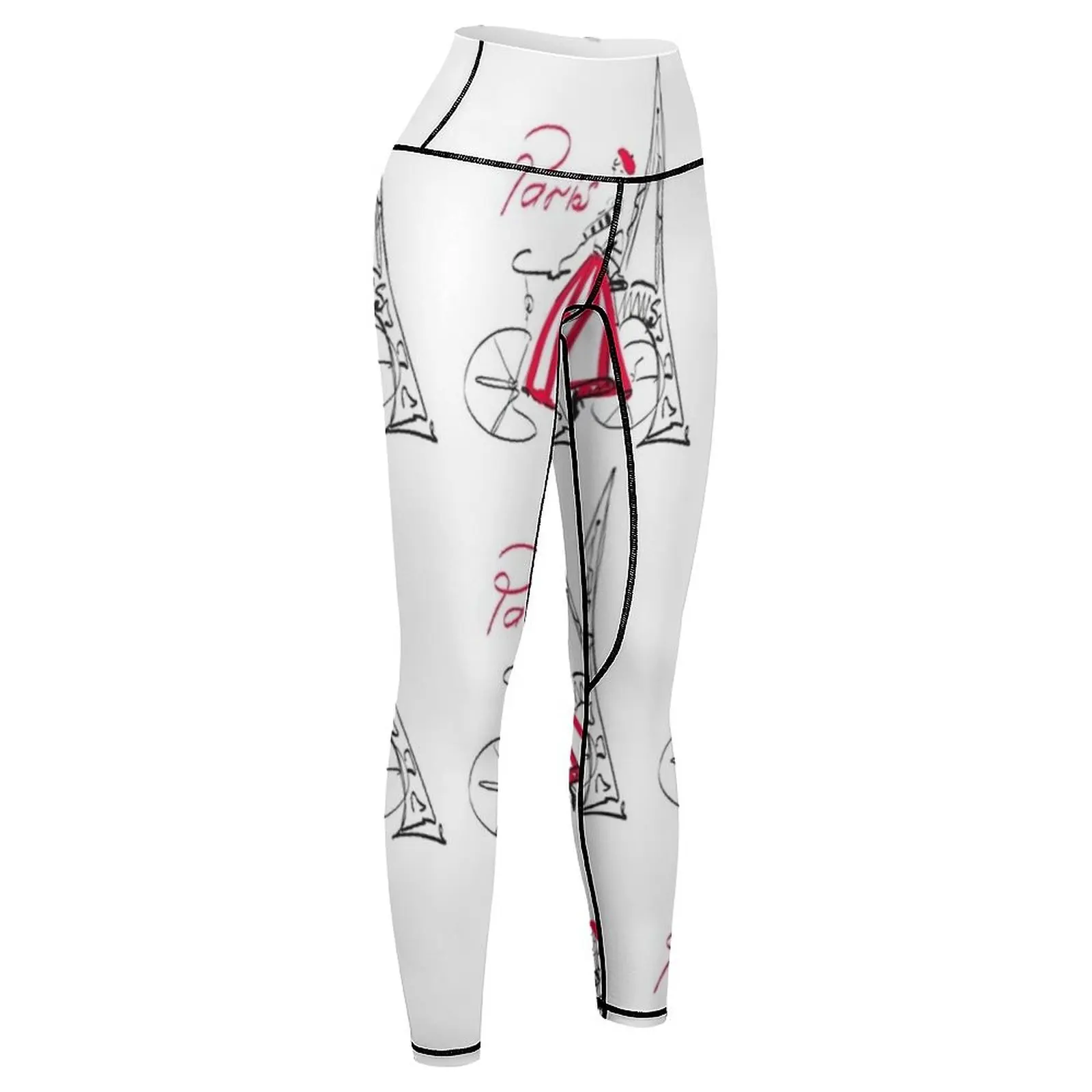 Parisian romance.Parisian woman with a bicycle Leggings Women's push up sportswear gym Womens Leggings