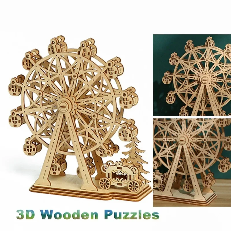 3D Wooden Puzzles Ferris Wheel Model Kits Brainteaser for Christmas/Birthday Gifts for Adults and Teens To Build Combination