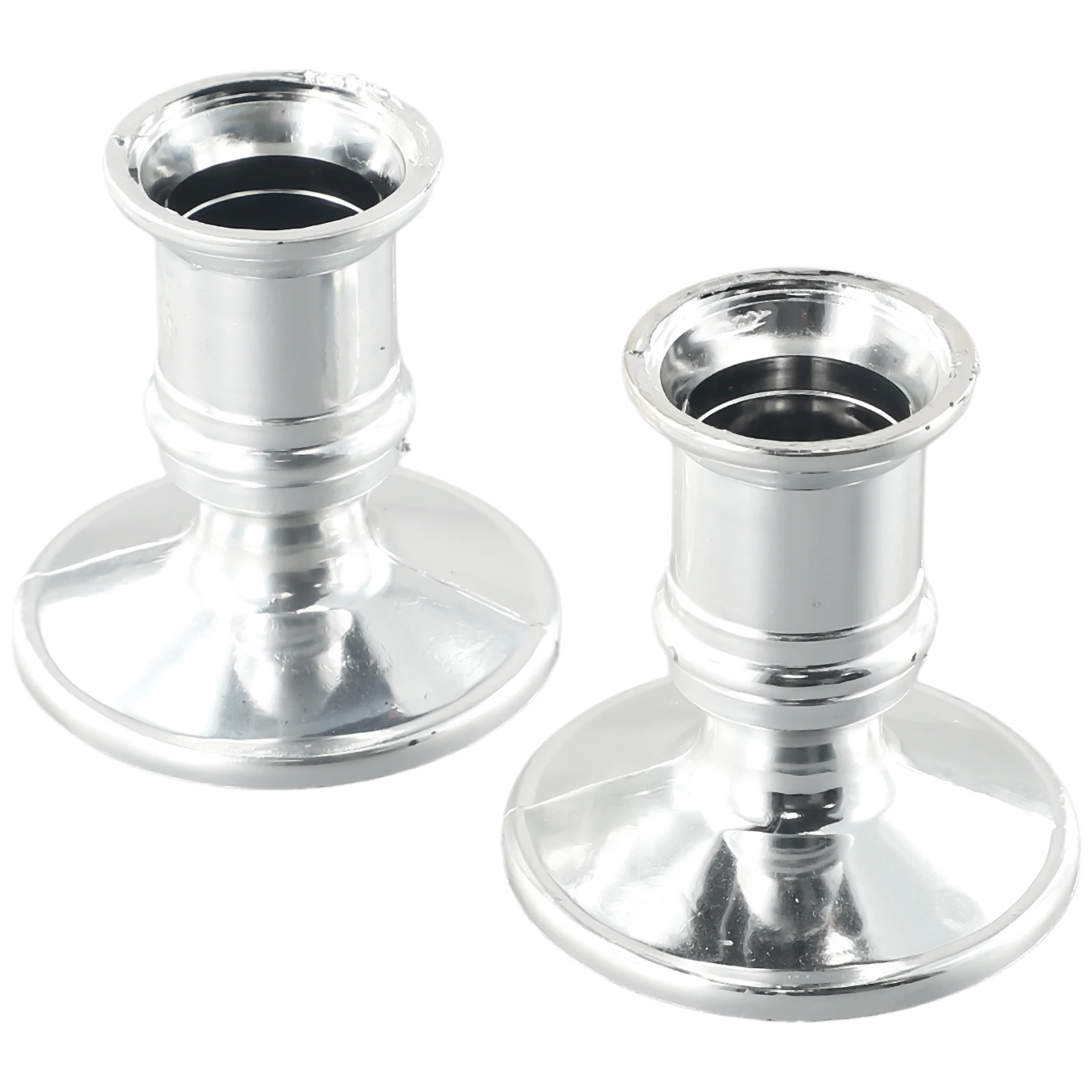 2pcs Plastic Taper Candle Base Holders Pillar Candlestick Stand Traditional Shape For Home Party Decoration Silver Gold Optional