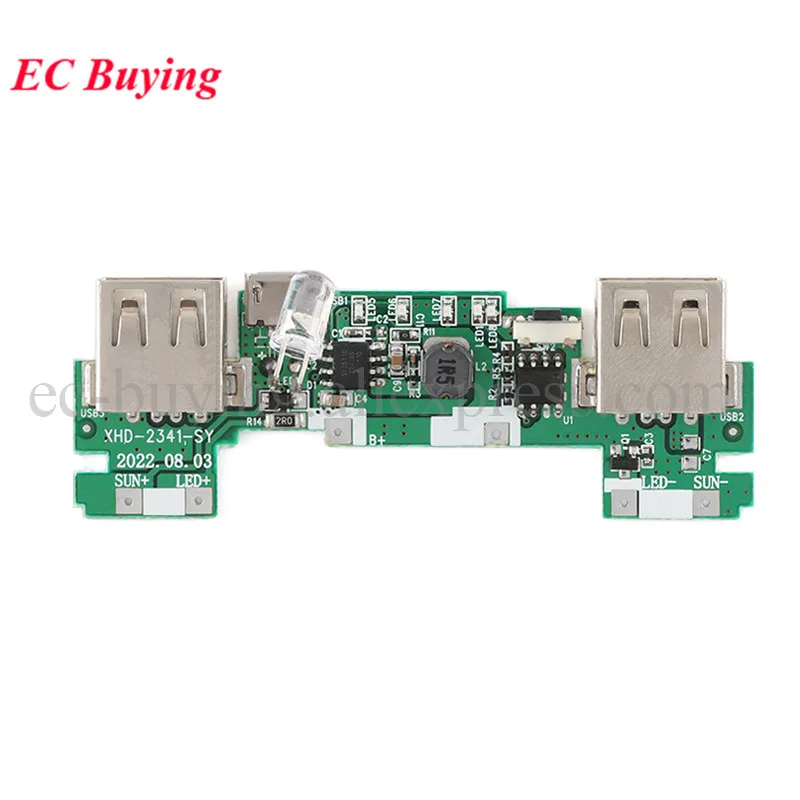 USB 5V 2A Mobile Power Bank Charger Module Lithium Li-ion 18650 Battery Charging Board LED 5V200mA Monocrystalline Solar Panel