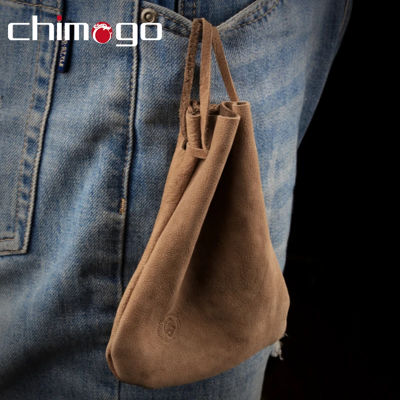 Handgemachte Hirschleder Begrenzte Tragbare Tasche Tasche EDC Schlüssel Klapp Messer Leichter Tragbare Lagerung Chimago