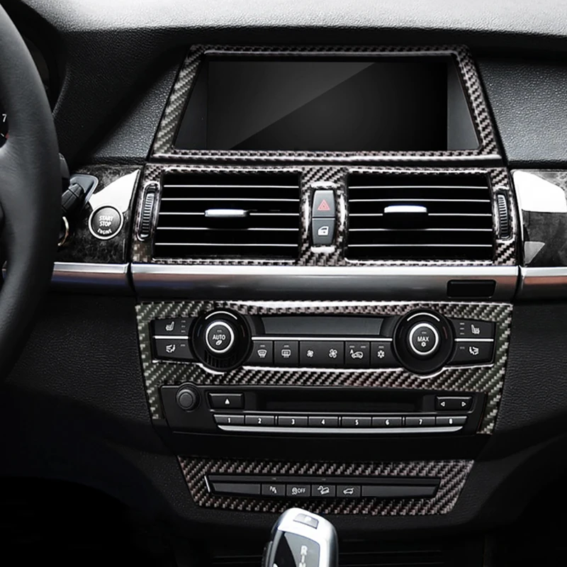 For BMW X5 X6 E70 E71 Accessories Car Interior Air Conditioning CD Console Panel Cover Decoration Trim Carbon Fiber Car Styling