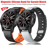 Magnetic Watch Band For Garmin Fenix 8 47mm 51mm E 7 7X 6 6X 5 5X/Epix Pro/Enduro 3 QuickFit 22mm 26mm Silicone Strap Bracelet