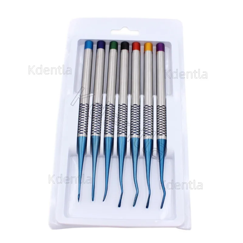 7 pz/set Dental Elevator Radice di Lussazione Titanio Dente Ascensore Minimamente Invasivo Coltello Estrazione Dentista Strumento