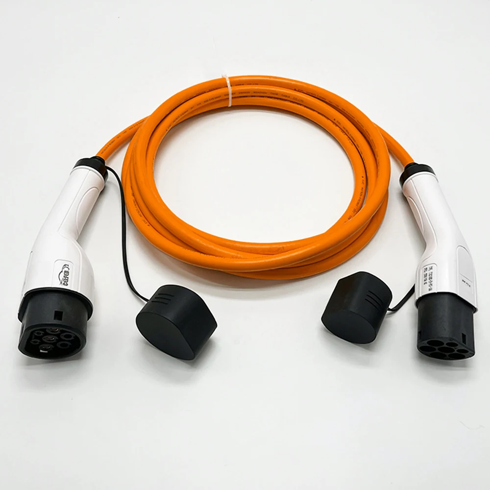 Cargador EV de tipo 2 a tipo 1 o tipo 2, de 3kW Cable naranja, 16A, 5M, portátil para pistola de carga de vehículos eléctricos, 1 fase