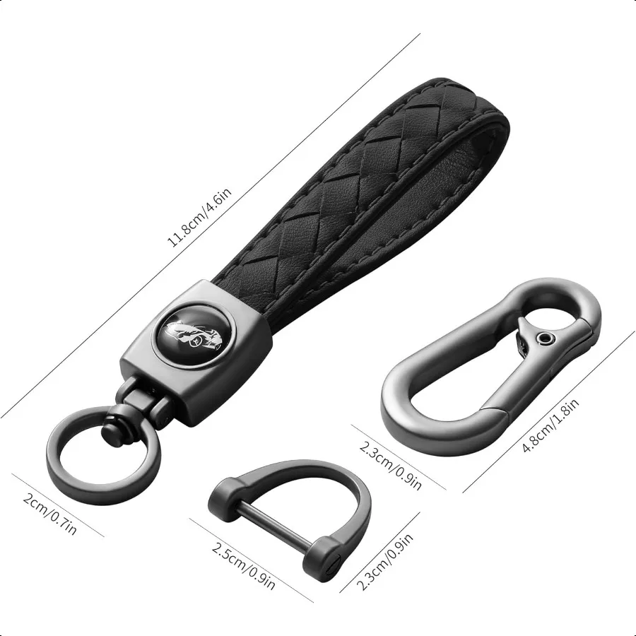 Llavero con mosquetón, llavero Universal de cuero hecho a mano tejido de alta resistencia, llaveros con llave Fob para coche con broche giratorio de 360 grados S