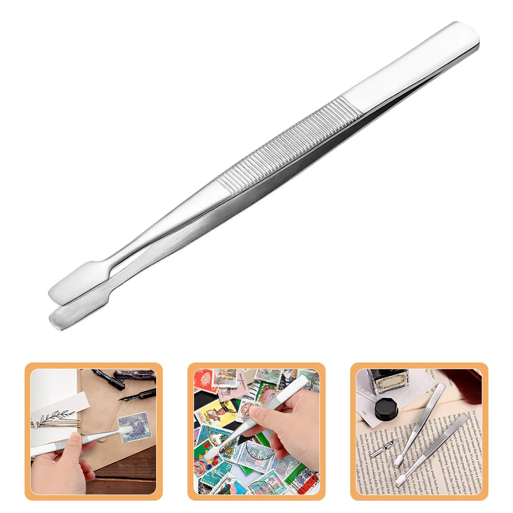 4Pcs Stainless Steel Stamp Tweezers Straight Precision for Collecting Crafting Lab Jewelry Making Electronics Use