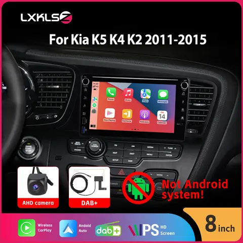 8" IPS Touch Screen Car Radio with Wireless Carplay Android Auto AHD Rear View Camera DAB+ BT SWC DSP for Kia K5 K4 K2 2011-2015