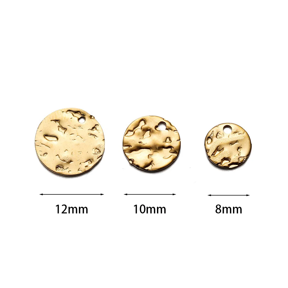 20-50pcs/lot Stainless Steel Round Wrinkle Charms Gold Color Pendant Accessories For DIY Necklace Bracelet Jewelry Making image 2