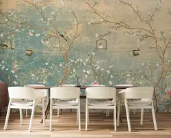 Vintage Chinoiserie Wallpaper with Birds floral ancient Wallpaper, non-woven wallpaper, peel and stick wallpaper