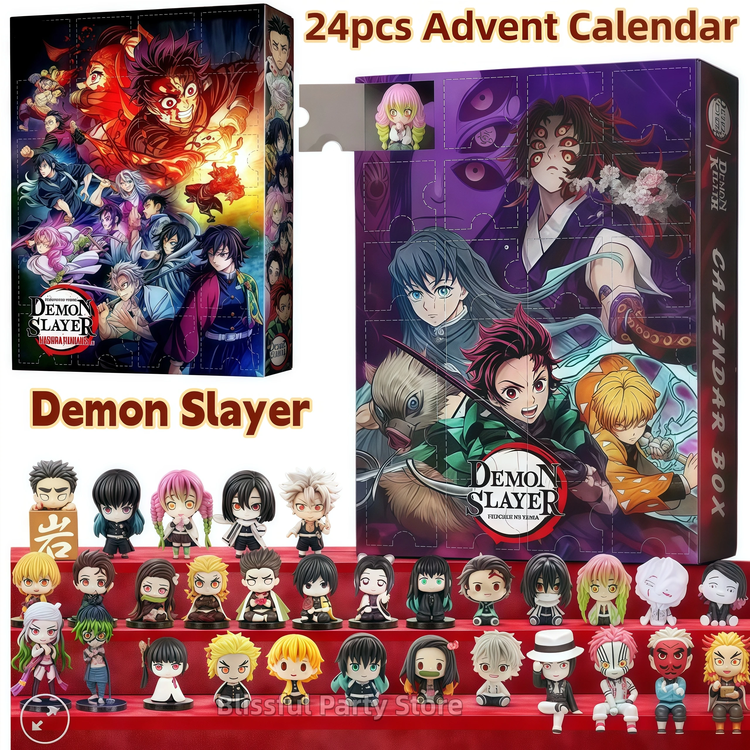 2026 Demon Slayers Adventskalender Weihnachten Countdown-Kalender 2 DAnime Figur 24 Tage Überraschungsbox Peripherie Kinderspielzeug Geschenk