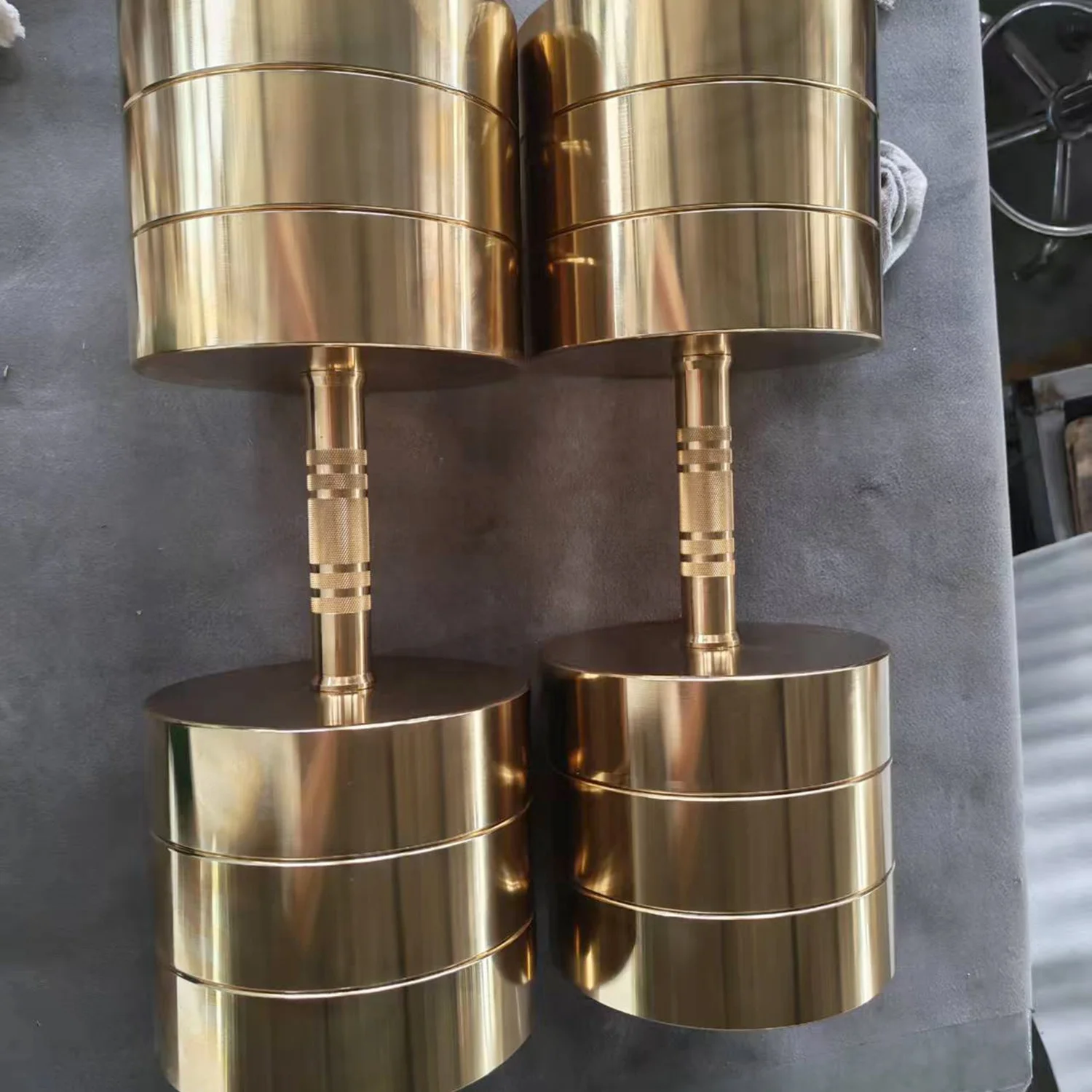 100 120 150 200 كجم دمبل ذهبي مخصص طقم دمبل فولاذي ثابت من الكروم مطلي بالكهرباء #3