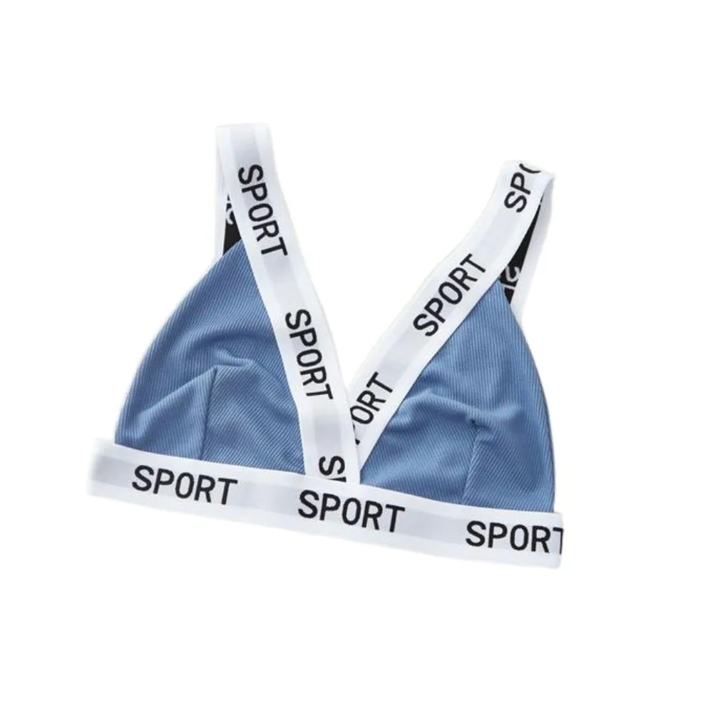 

Sweet Letter Wireless Deep V Bra Shockproof Patchwork Women Underwear Lingerie Gathered Breasts Push Up Bras Girls