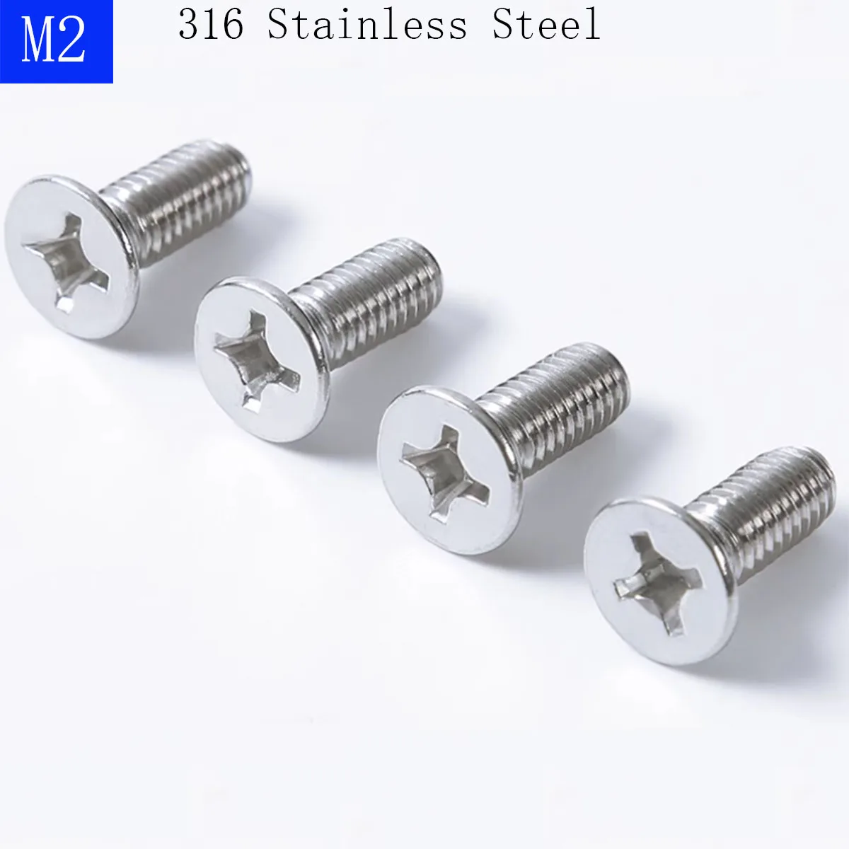 M2 - 0.4  316 Stainless Steel Countersunk DIN 965 Phillips FLAT HEAD Machine Screws bolts A4 - 70