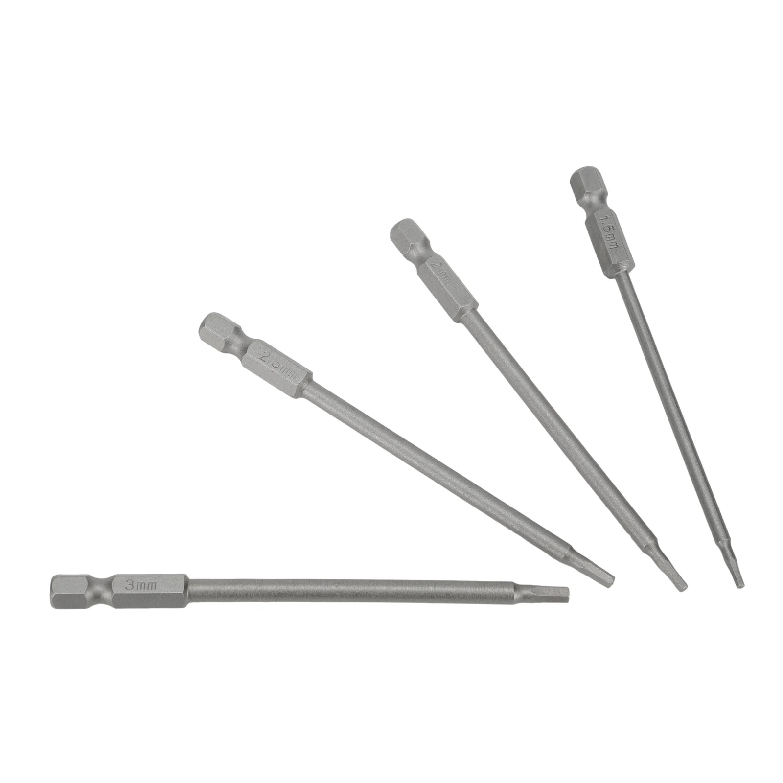 Hex Shank Screwdriver Bits Kit Silver 1.5/2.0/2.5/3.0mm 1/4 Hex Shank Magnetic Head Quick Connection Quick Connection New