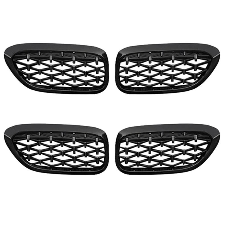 

4X Car Front Bumper Diamond Kidney Grille Racing Grille For BMW-3 Series F30 F31 320I 325I 328I 330I 2012-2018 Black