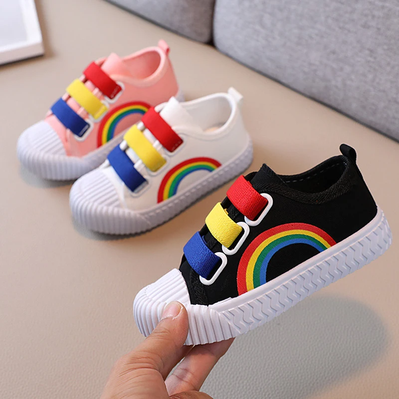 Children Sneakers Boys Fashion Hook Shoes Girls Non-slip Casual Student Canvas Shoes Spring Autumn New Kids Designer Flats Shoes