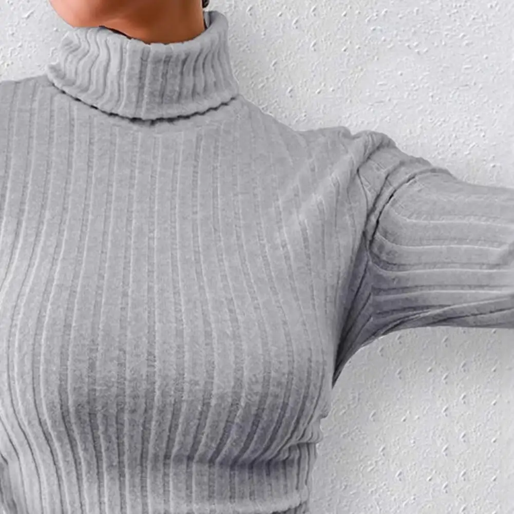 

2026 Women Sweater Romper Polyester Spandex Jumpsuit Ribbed Knit Sweater Bodysuit High Neck Fall Top Sexy Bodycon Jumpsuit