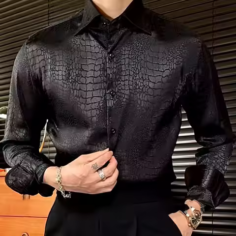 Lapel Collar Long Sleeve Retro Leopard Print Shirt British Versatile Casual Shirt Man Camisa Social Masculina Streetwear Shirts